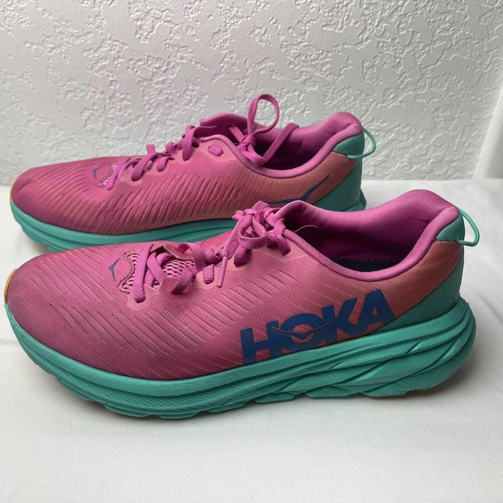 Hoka One One Rincon 3 Womens Size 9.5 Pink Blue Athletic Running Shoes Sneakers